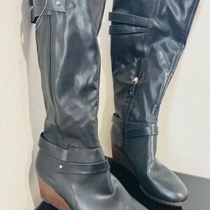 Stylish Black Leather Knee-High Boots